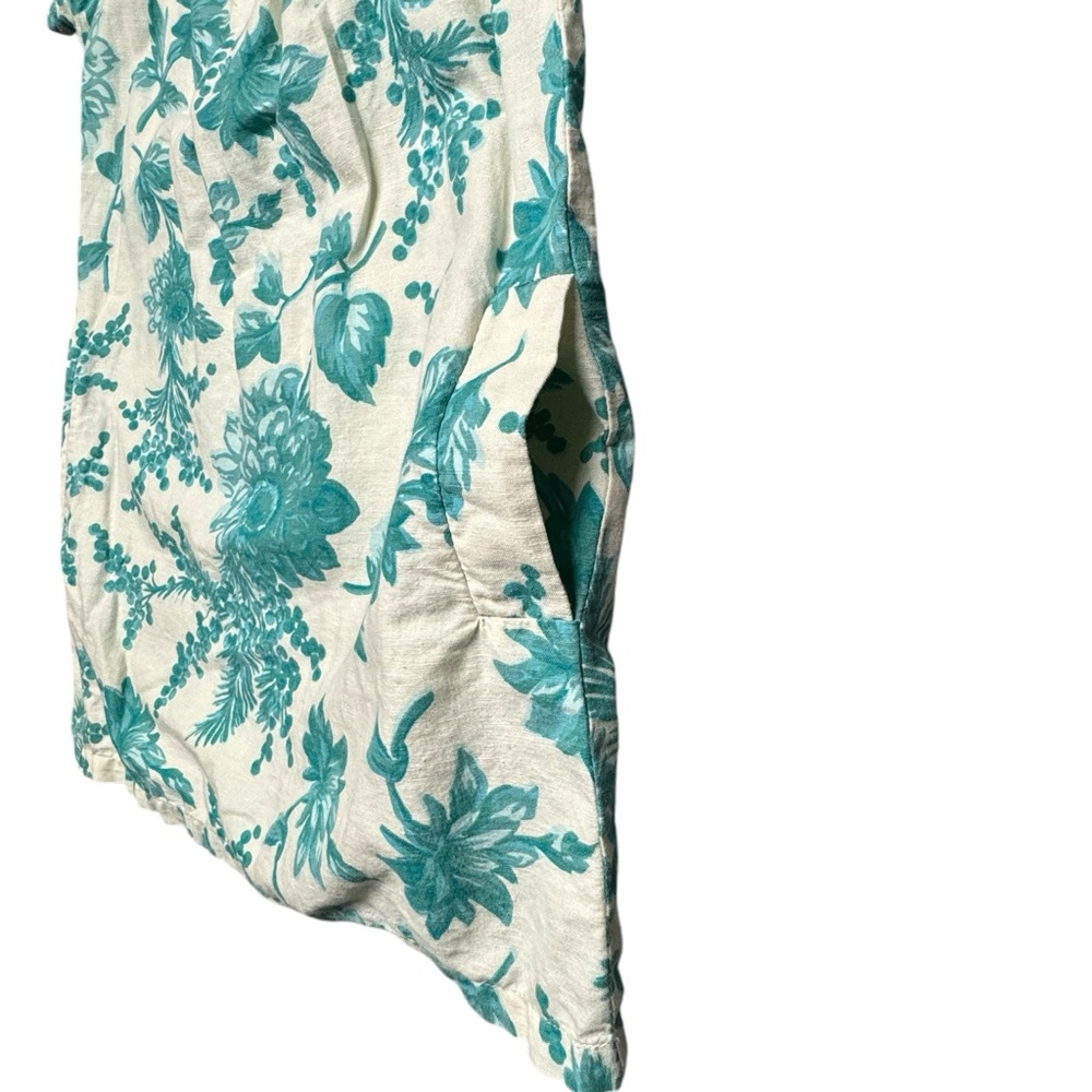 Joules Tunic Dress Aqua Audrey Linen Blend Pockets Size 4 Floral Smocked Coastal - Picture 3 of 12